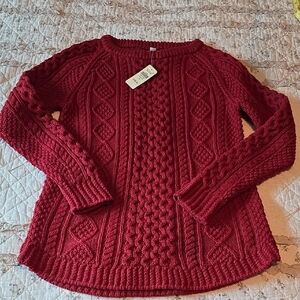 LL Bean Fisherman Cableknit Sweater Sz XS